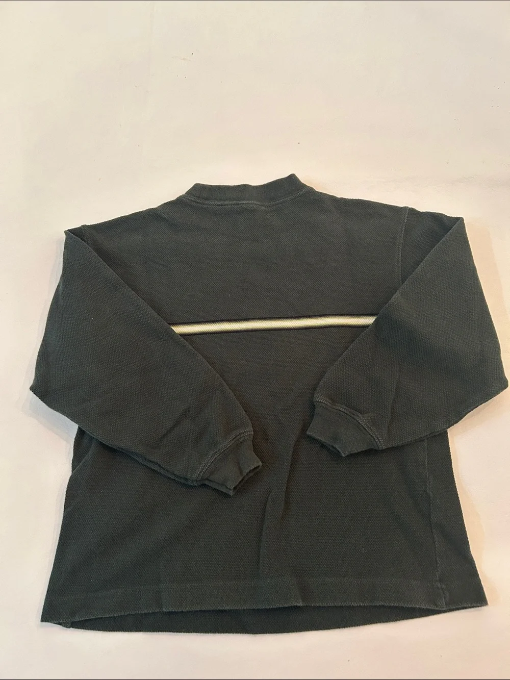 Vintage Old Navy Dark Green Crewneck Sweater with Cream Stripe